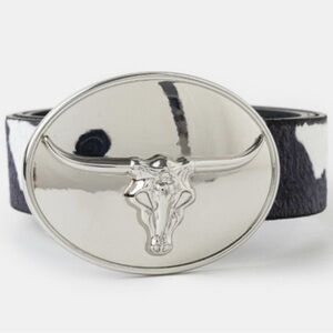 Silver and Black Western Belt